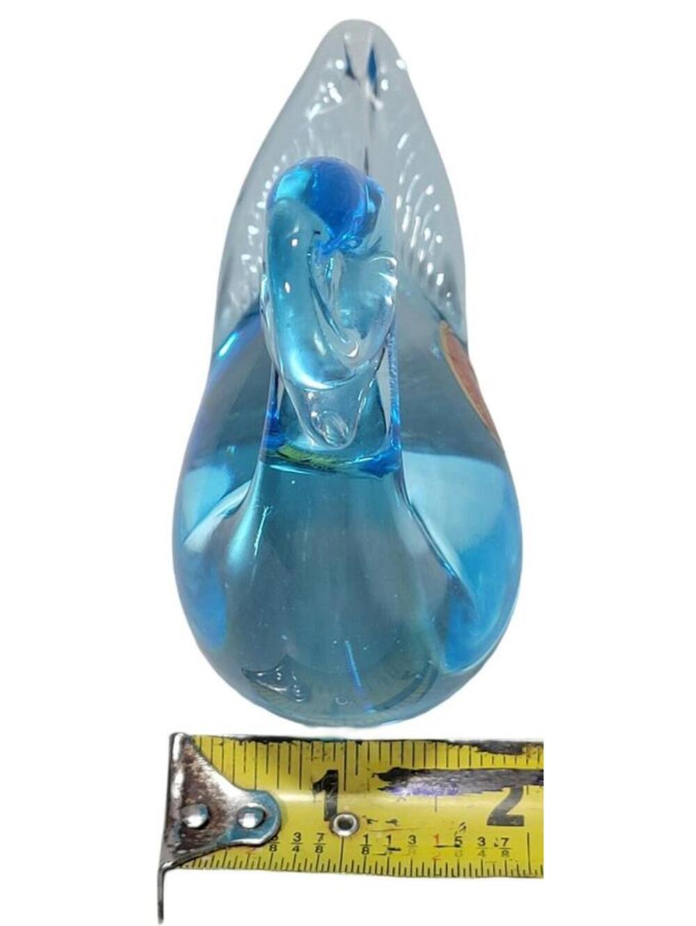 Vintage Murano Italy Blue Blown Glass Swan Duck Bird Paper Weight - Picture 10 of 10